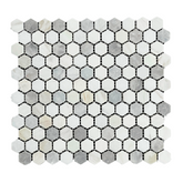 Tenedos Moonstone Hexagon 1 in. Multi Finish Marble Mosaic Tile- 1 piece