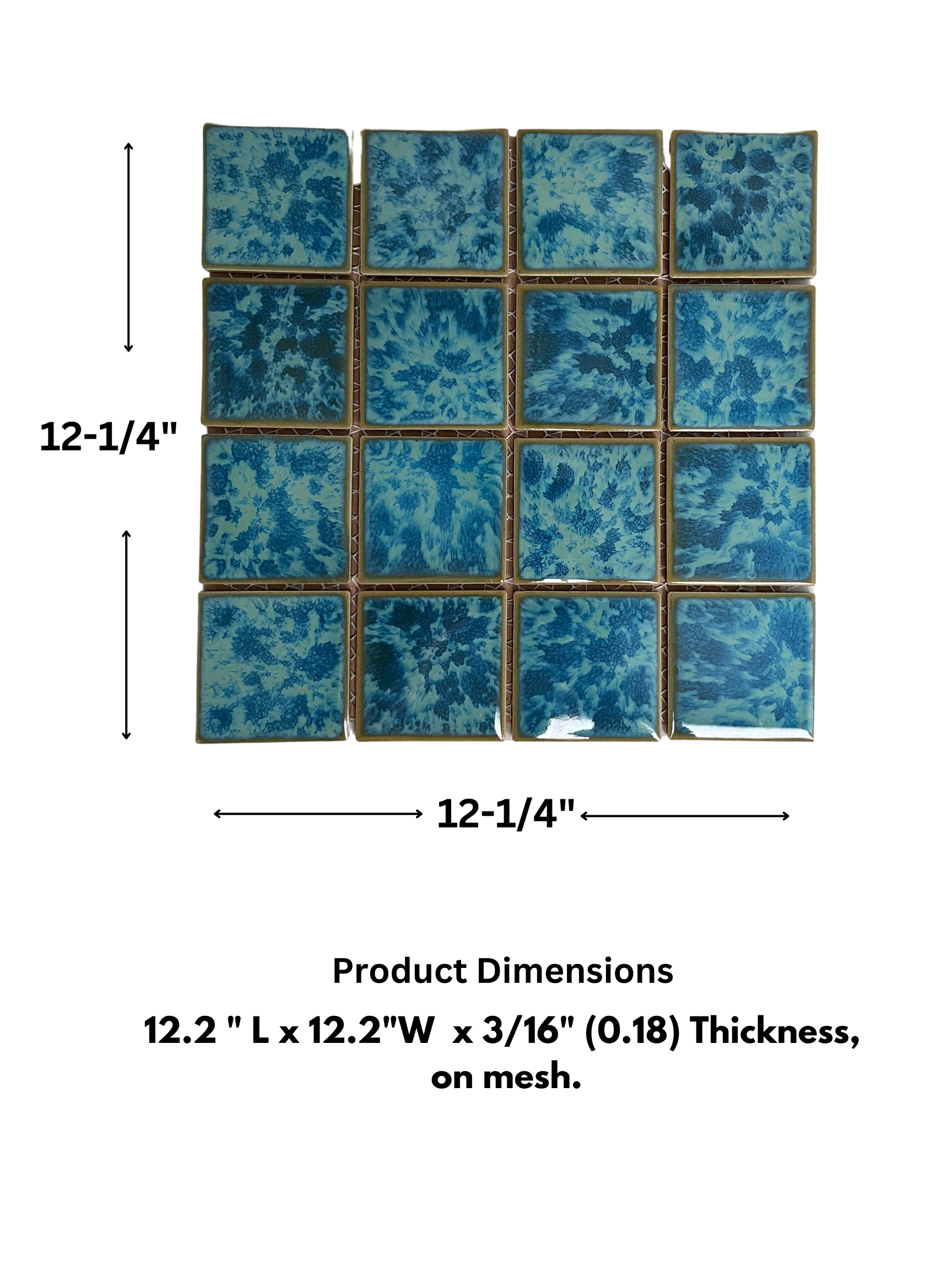 Tenedos TBHMD-3x3-PL Ocean Green Jellyfish Square Square 3x3 Porcelain Pool Mosaic Floor and Wall Tile for Backsplash, Kitchen, Bathroom, Swimming Pool