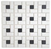 Matte White Porcelain Pinwheel Mosaic Tile with Light Black Dots - Unglazed Floor & Wall Tile for Bathroom (1 Sheet)