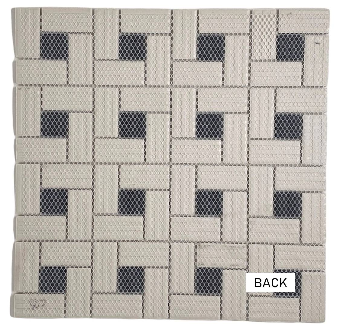 Tenedos Spiral Pattern Unglazed Porcelain Pinwheel Mosaic Floor Wall Tile Matte White with Light Black Dots for Bathroom Flooring
