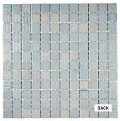 Tenedos Sky Blue Recycled Glass Mosaic Wall Floor Tile Square 7/8 Inch Pattern for Kitchen Backsplash, Swimming Pool Tile, Bathroom Wall, Accent Wall