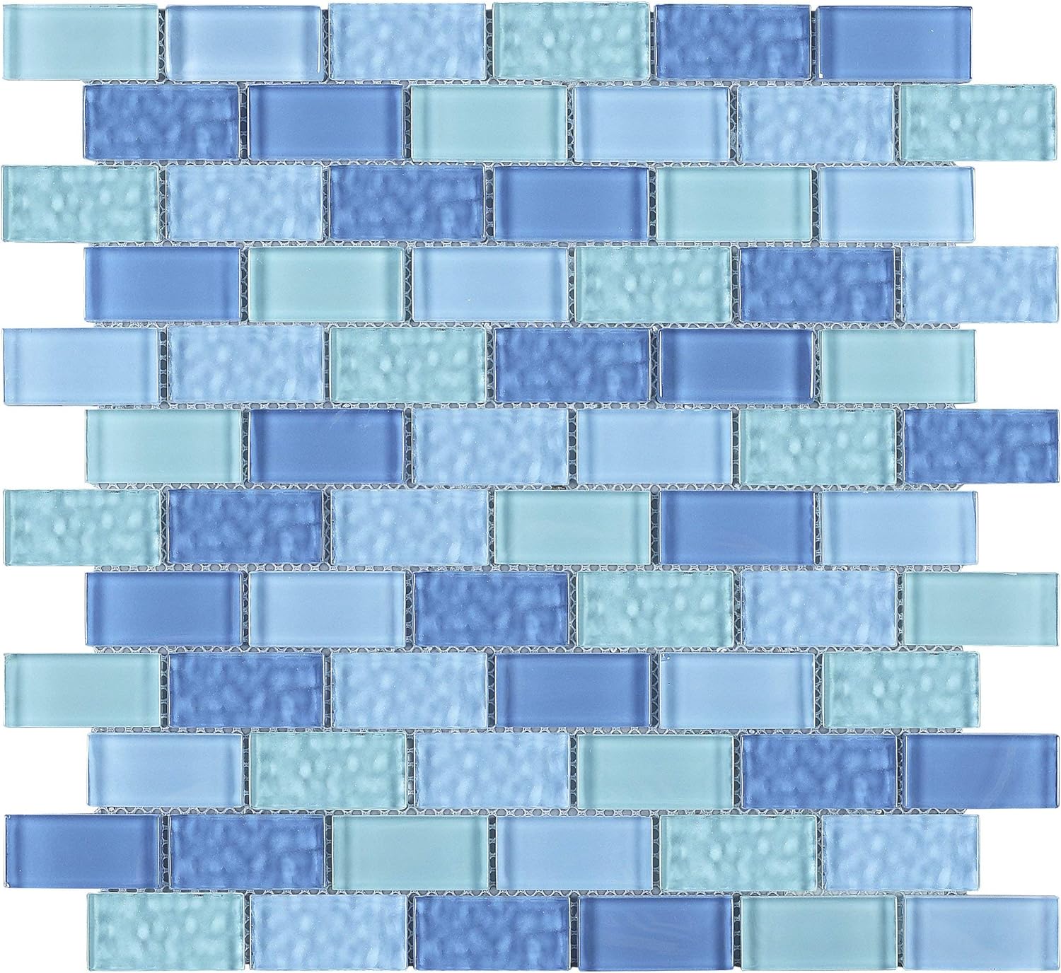 TRCEG-01 Blue 1x2 Brick Glass Mosaic Tile backsplash Wall Tile