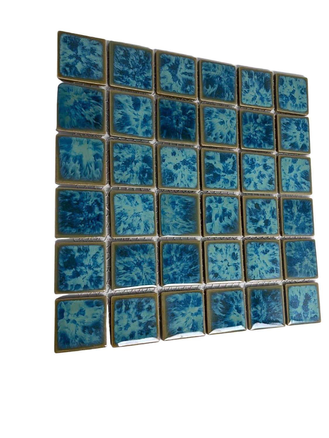 Ocean Green Jellyfish Square 2x2 Porcelain Pool Mosaic Floor and Wall Tile for Backsplash, Kitchen, Bathroom, Swimming Pool