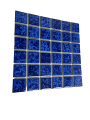 Tenedos Ultramarine Blue with Water Splash Effect Square 2x2 Porcelain Pool Mosaic Floor and Wall Tile for Backsplash, Kitchen, Bathroom, Swimming Pool