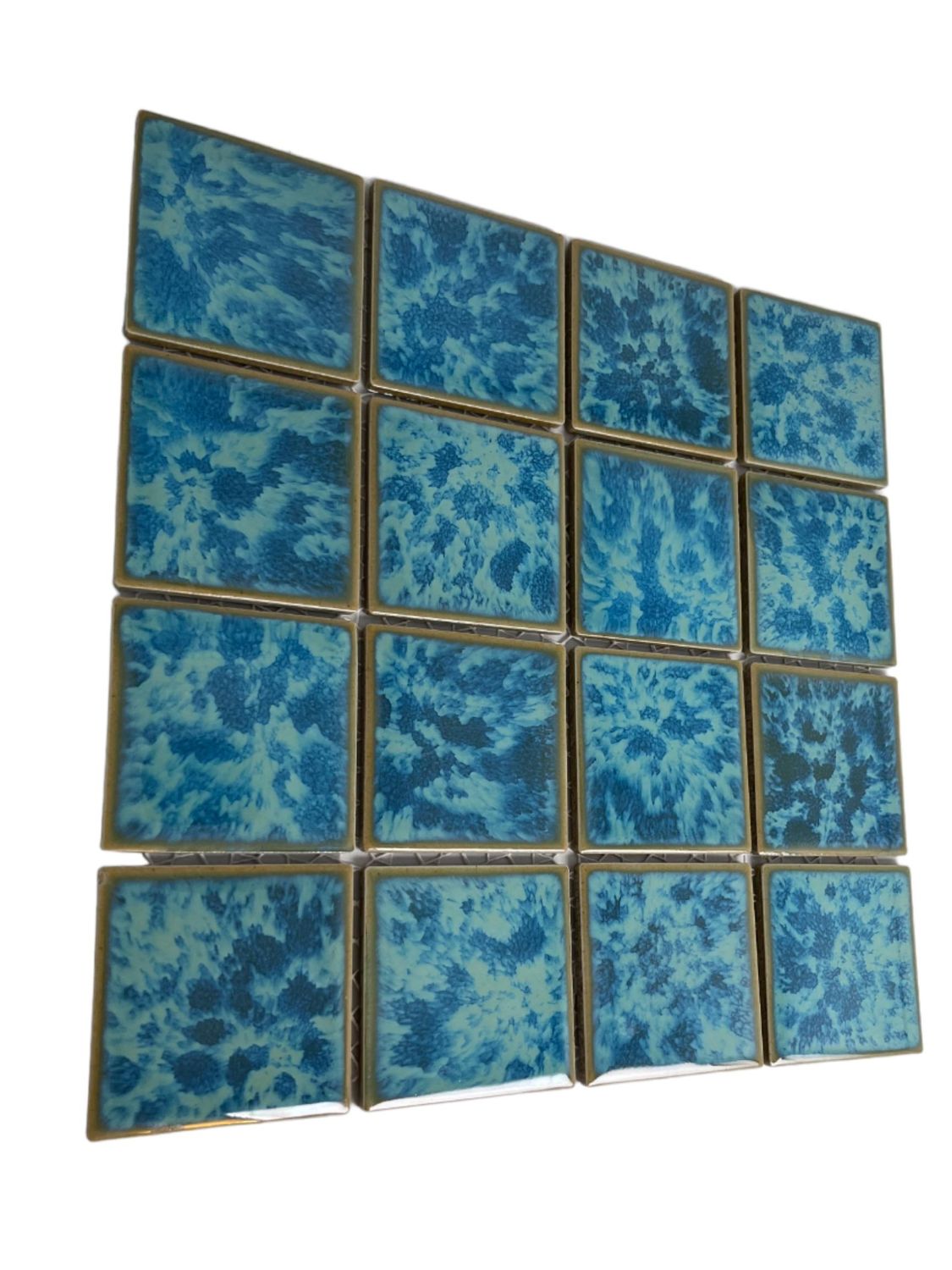 Tenedos TBHMD-3x3-PL Ocean Green Jellyfish Square Square 3x3 Porcelain Pool Mosaic Floor and Wall Tile for Backsplash, Kitchen, Bathroom, Swimming Pool