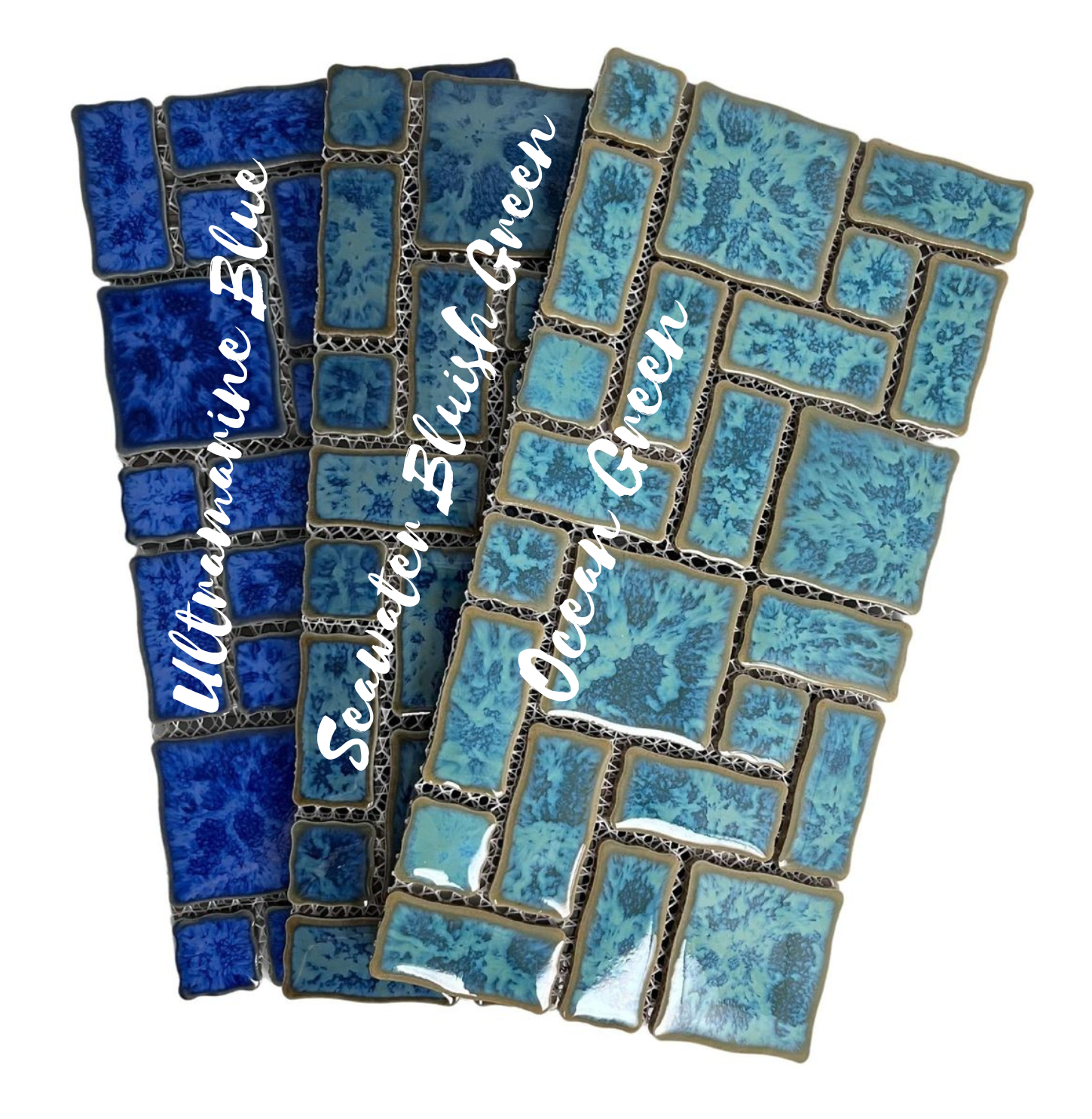T‎PACFD-RDM-PL Ultramarine Blue Random Sized Wavy Edges Porcelain Glazed Pool Mosaic Floor and Wall Tile for Backsplash, Kitchen, Bathroom, Swimming Pool