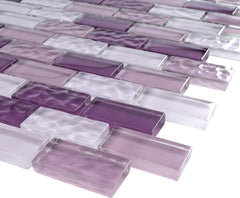 TRCEG-03 1x2 Brick Purple Glass Mosaic Tile Subway Tile Sheet-Kitchen and Bath backsplash Wall Tile