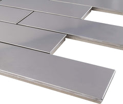 Modern Stainless Steel Subway Metal Mosaic - 2x6 Brick Design for Backsplash & Accent Walls (1 Sheet)