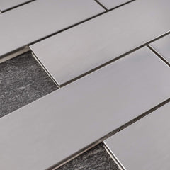 Modern Stainless Steel Subway Metal Mosaic - 2x6 Brick Design for Backsplash & Accent Walls (1 Sheet)