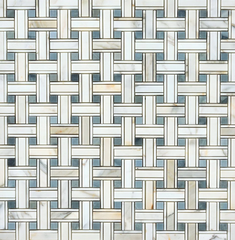 Calacatta Gold & Gray Kenzy Basketweave Marble Mosaic Honed
