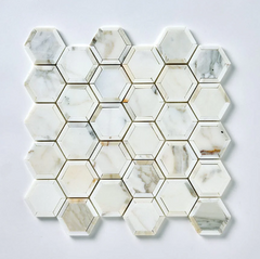 Calacatta Gold Framed Hexagon Marble Mosaic Polished 1 piece