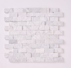 Carrara White Marble 1x2 Split-Faced Mosaic Tile HTC 1 piece