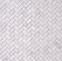 Carrara White Herringbone 1X2 Mosaic HONED HTC 1 piece
