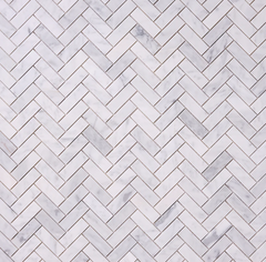 Carrara White Herringbone 1X3 Mosaic HONED HTC 1 piece