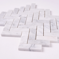 Carrara White Herringbone 1X3 Mosaic HONED HTC 1 piece