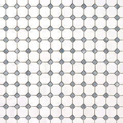 Bianco Dolomite Octagon with Gray Dots Mosaic Polished 1 piece