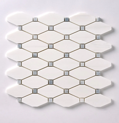 Bianco Dolomite Octave with Gray Dots Mosaic Polished HTC - 1 piece
