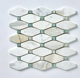 TENEDOS Calacatta Gold & Green Octave Marble Mosaic HONED