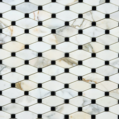 TENEDOS Calacatta Gold & Black Octave Marble Mosaic HONED- 1 piece