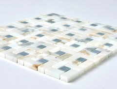 Calacatta Gold & Gray Pinwheel Marble Mosaic Honed