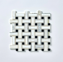 Lux Calacatta Noir Basketweave Mosaic Honed- 1 sqft