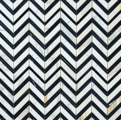Calacatta Noir Grand Chevron Marble Mosaic Polished- 1 piece