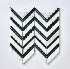 Calacatta Noir Grand Chevron Marble Mosaic Polished- 1 piece
