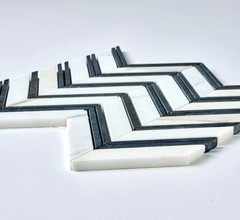 Calacatta Noir Grand Chevron Marble Mosaic Polished- 1 piece