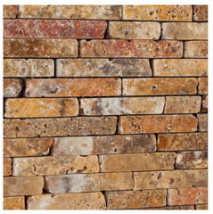 Scabos Travertine Tumbled Random Strip Mosaic HTC