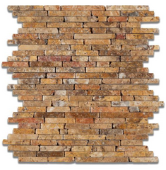 Scabos Travertine Tumbled Random Strip Mosaic HTC