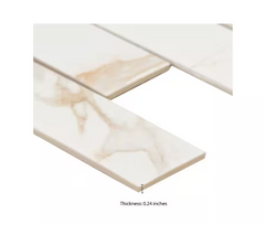 Calacatta Gold Subway 12 in. x 12 in. Matte Porcelain Mosaic Floor and Wall Tile (0.93 sq. ft./Each)