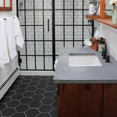 Textile Basic Hex Black 8-5/8 in. x 9-7/8 in. Porcelain Floor and Wall Tile HTC (11.5 sq. ft./Case)