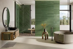 Flamenco Racing Green Brick 2 in. x 18 in. Polished Porcelain Floor and Wall Tile (8 sq. ft./Case)