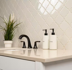 Antique White Arabesque 11 in. x 15 in. Glossy Ceramic Mesh-Mounted Mosaic Floor and Wall Tile by MSI (11.7 sq. ft. /case)