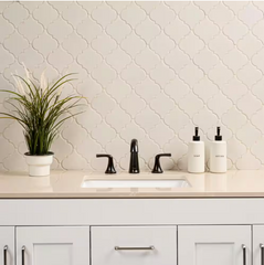 Antique White Arabesque 11 in. x 15 in. Glossy Ceramic Mesh-Mounted Mosaic Floor and Wall Tile by MSI (11.7 sq. ft. /case)