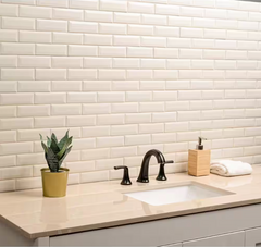 Antique White Beveled 12 in. x 12 in. Glossy Ceramic Patterned Look Wall Tile by MSI (10 sq. ft./Case)