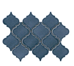 Bay Blue Arabesque 11 in. x 15 in. Glossy Ceramic Mesh-Mounted Mosaic Wall Tile by MSI (11.7 sq. ft./Case)