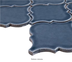 Bay Blue Arabesque 11 in. x 15 in. Glossy Ceramic Mesh-Mounted Mosaic Wall Tile by MSI (11.7 sq. ft./Case)