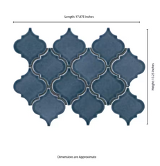 Bay Blue Arabesque 11 in. x 15 in. Glossy Ceramic Mesh-Mounted Mosaic Wall Tile by MSI (11.7 sq. ft./Case)