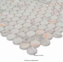Briar Rosa Penny Round 12 in. x 12 in. Matte Mesh-Mounted Mosaic Wall Floor Tile