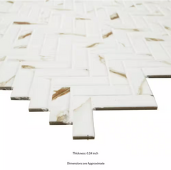 Calacatta Gold Herringbone 11 in. x 12 in. Matte Porcelain Mesh-Mounted Mosaic Floor, Wall Tile by MSI