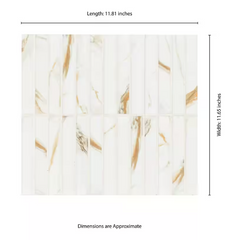 Calacatta Gold Stacked 12 in. x 12 in. Matte Porcelain Mesh-Mounted Mosaic Floor and Wall Tile