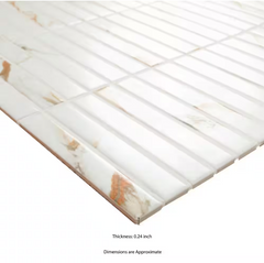 Calacatta Gold Stacked 12 in. x 12 in. Matte Porcelain Mesh-Mounted Mosaic Floor and Wall Tile