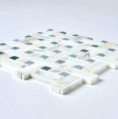 Calacatta Gold & Gray Kenzy Basketweave Marble Mosaic Honed