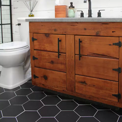 Textile Basic Hex Black 8-5/8 in. x 9-7/8 in. Porcelain Floor and Wall Tile HTC (11.5 sq. ft./Case)