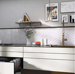 Calacatta Gold Italian Marble Fish Scale Fan Shaped Sea Shell Mosaic Tile Polished (Glossy)