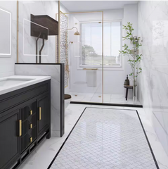 Calacatta Gold Italian Marble Fish Scale Fan Shaped Sea Shell Mosaic Tile Polished (Glossy)