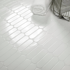 Bianco Glossy Ellipse 12 in. x 12 in. Glass Mesh-Mounted Mosaic Wall Tile by MSI