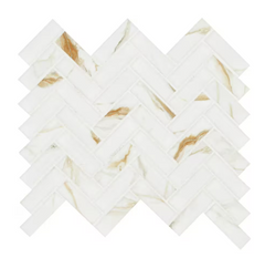Calacatta Gold Herringbone 11 in. x 12 in. Matte Porcelain Mesh-Mounted Mosaic Floor, Wall Tile by MSI