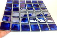 Square Marble Blue Porcelain Mosaic Floor Wall Pool Tile Shiny Look 2x2 (Box of 5.44 Sq Ft)